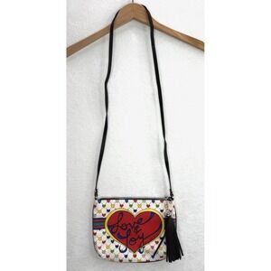 Brighton LOVE AND JOY Tassel Crossbody Pouch Shoulder Bag Purse 7.25" x 9.5"